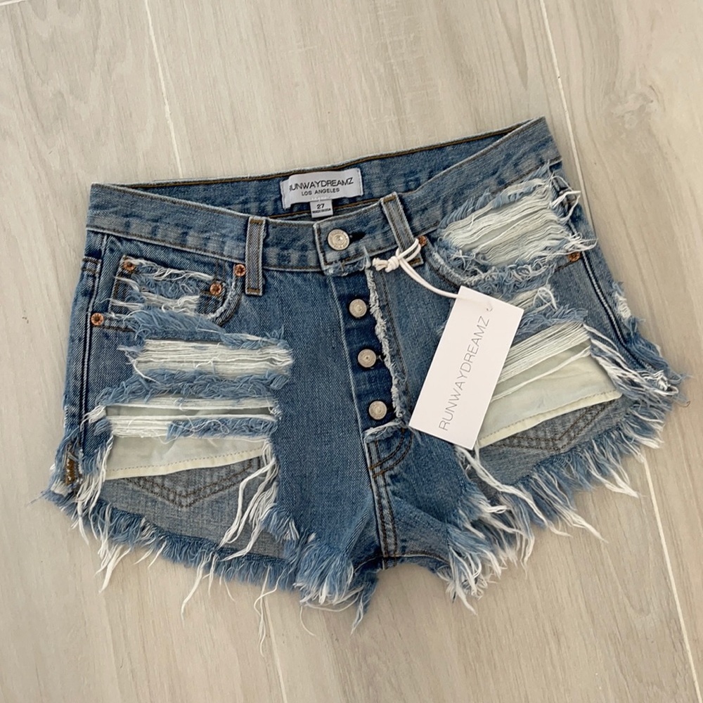 Runwaydreamz Distressed Cut-Off Denim Shorts